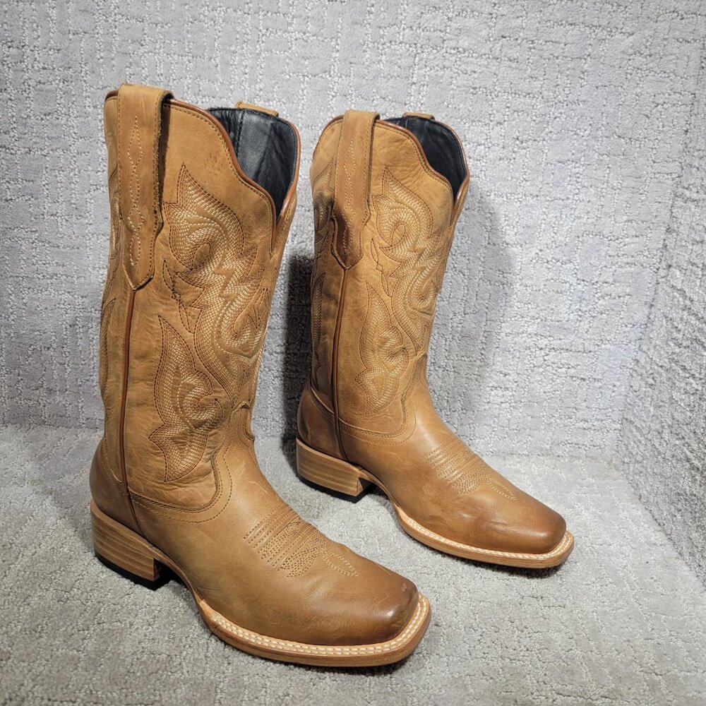 J.B. Dillon Resrve JBRP2308 Womens Size 6.5C Brown Leather Mid Calf Western Boot - Picture 6 of 11